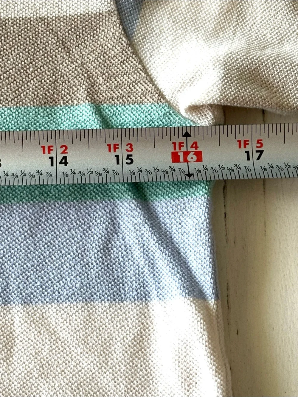 Vintage kids Lacoste Striped Polo in Mint, Light Blue & Taupe
